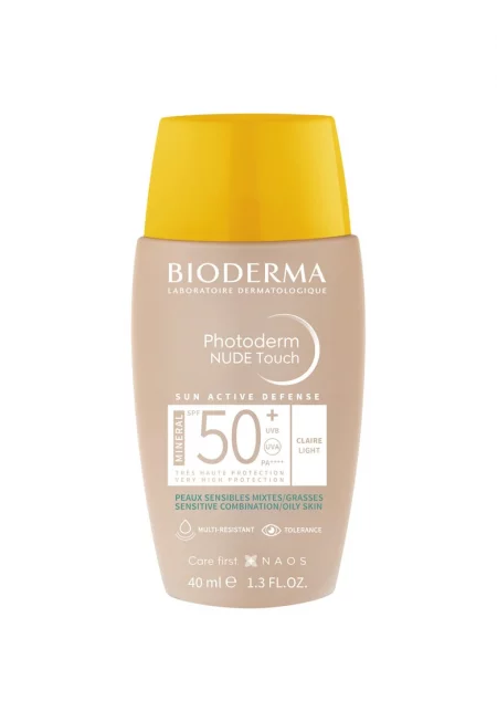 Слънцезащитен флуид  Photoderm Nude Touch Mineral SPF 50+ - Светъл нюанс - За комбинирана и мазна кожа - 40 мл