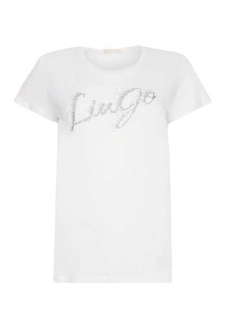 Слим тениска с лого - Бял