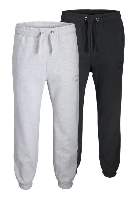 Спортен панталон от органичен памук - 2 чифта - Светло сив/Черен меланж