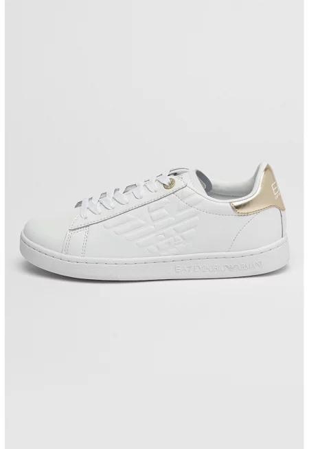 Спортни обувки от имрегнирана кожа - Златист/Бял