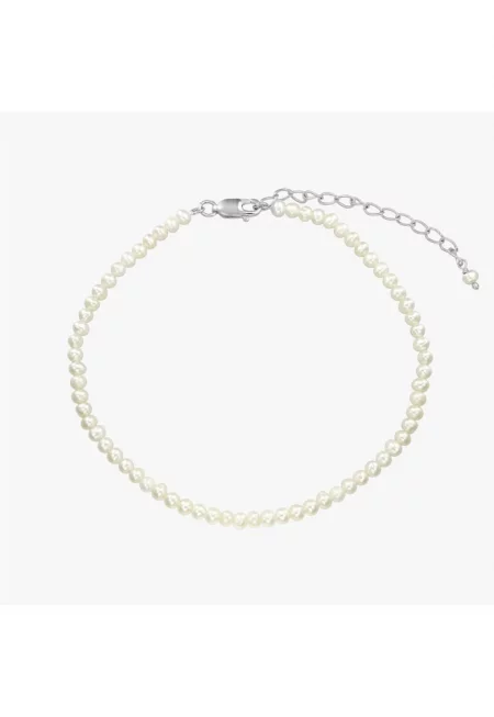 Сребърна гривна за глезен Finesse - Естествени перли
