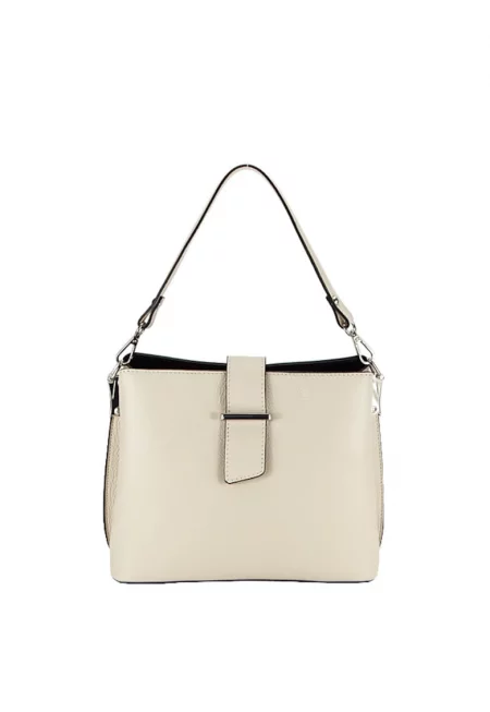 Средна чанта от естествена кожа 8962 123 Крем 14541 - Крем