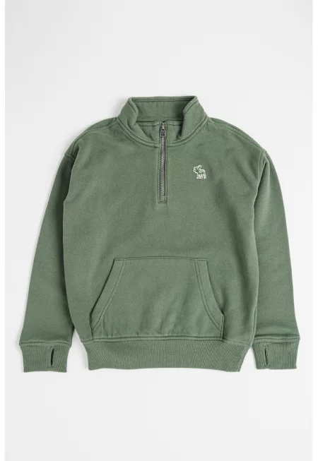 Суитшърт с къс цип и джоб кенгуру