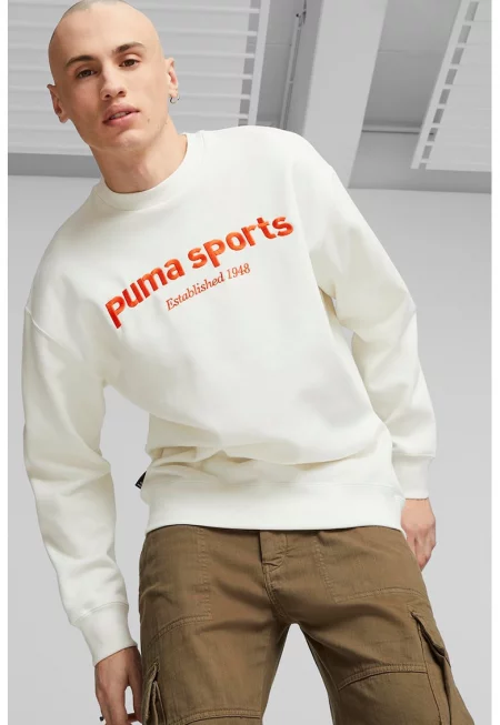 Суитшърт с овално деколте и бродирано лого