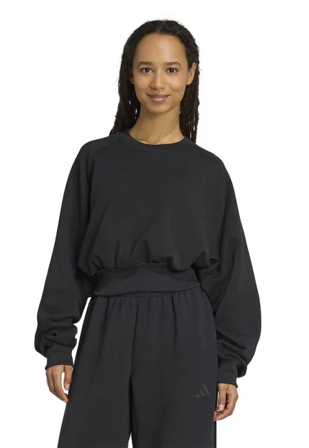 Свободен суитшърт с модал с еластичен подгъв - Черен