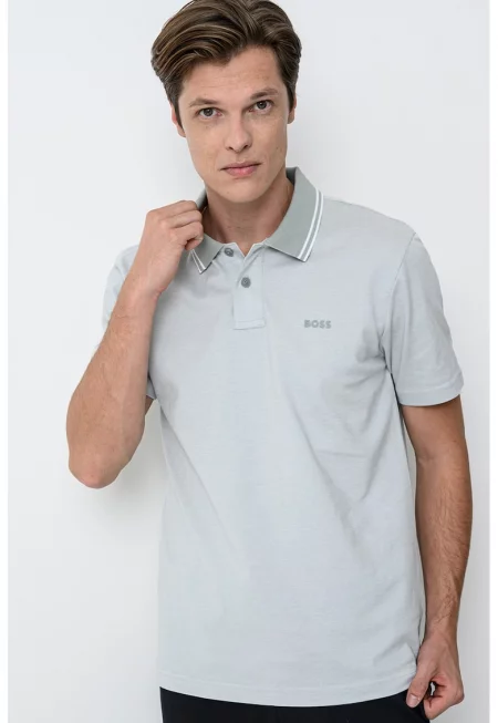 Свободна тениска Peoxford с яка - Бледозелен