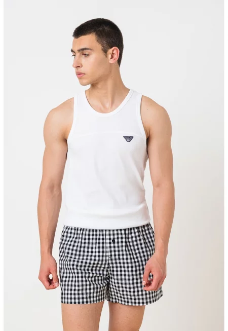 Топ с памук с лого - Бял