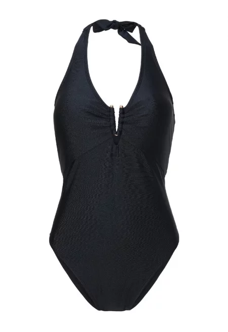 Цял халтер бански - Черен