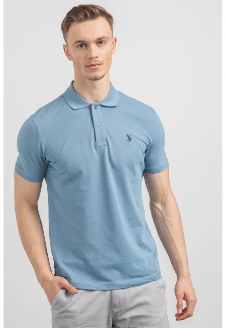 U.S. Polo Assn - Слим памучна тениска с яка
