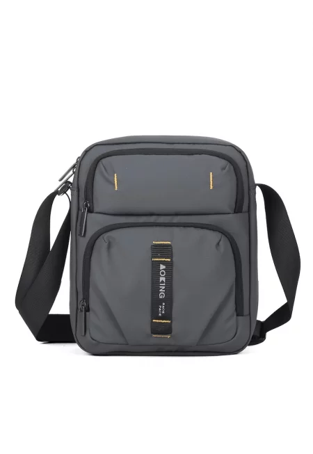 Унисекс чанта през рамо с джобове с цип - Сив