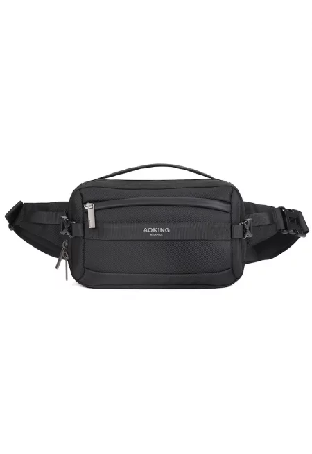 Унисекс чанта за кръста с джобове - Черен