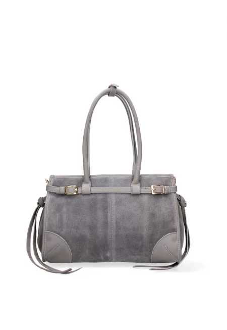 Велурена чанта за рамо Novara Ultra - Сив