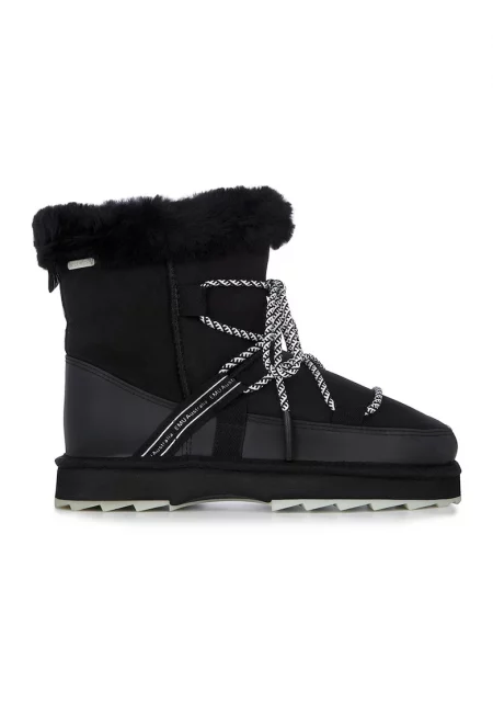 Велурени боти Blurred с цип и връзки - Черен