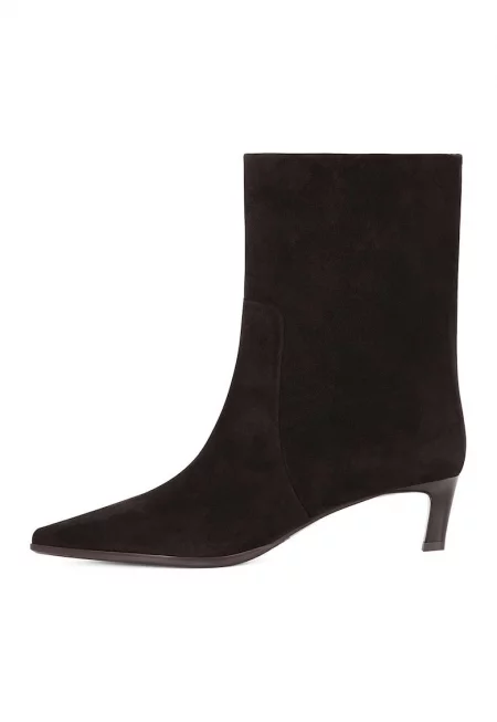 Велурени боти с остър връх - Тъмнокафяв