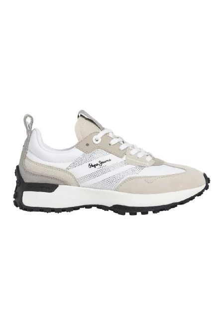 Велурени спортни обувки с декоративни камъни - Бял/Светло кафяво/Сребрист