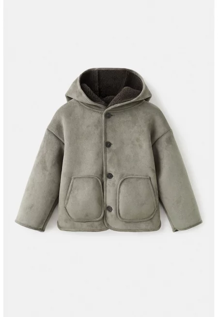 Яке от еко велур с пришити джобове