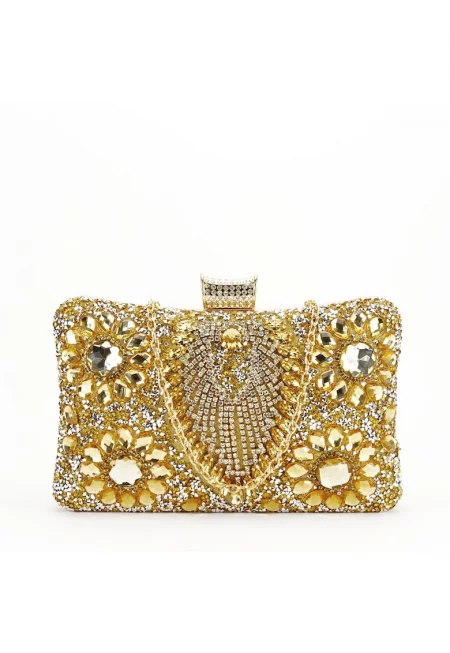 Златна чанта клъч с кристали 2023-15 05 15320
