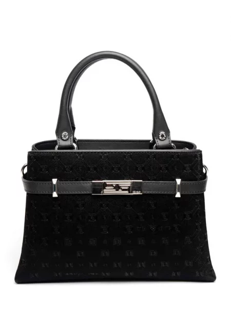 Чанта от еко кожа с монограм - Черен