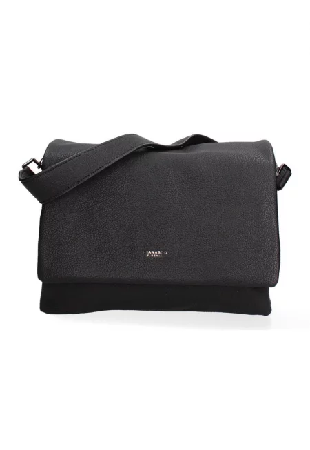 Чанта от еко кожа с отделяща се презрамка - Черен