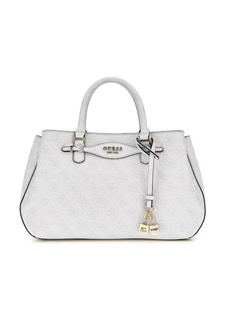 Чанта от еко кожа с принт - Мръснобял