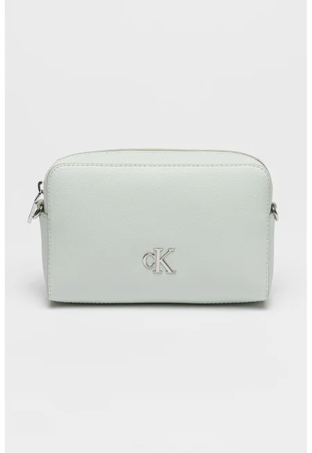 Чанта през рамо от еко кожа с лого - Бледозелен