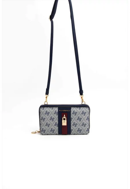 Чанта през рамо от еко кожа - Светло сив/Тъмносин