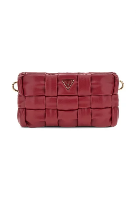 Чанта през рамо със сплетен ефект - Червен