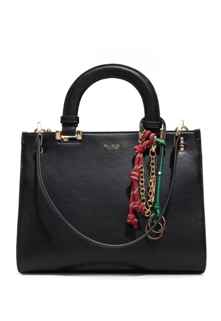 Чанта за рамо от еко кожа Marisa с отделящ се аксесоар - Червен - Черен - Морско зелено