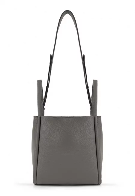 Чанта за рамо от еко кожа - Сиво-бежов