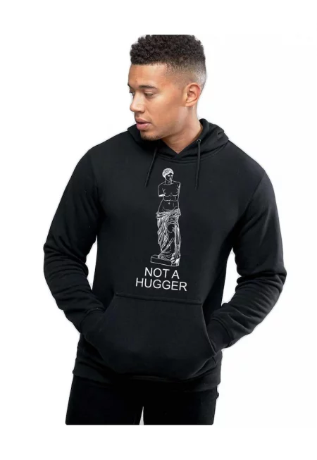 Черен мъжки суичър с качулка - Не е прегръдка