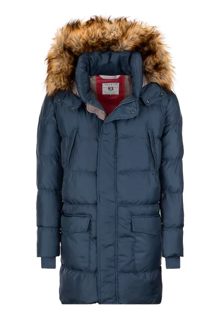 Дълго капитонирано зимно яке с качулка