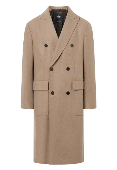 Дълго палто със закопчаване на два реда копчета - Кафяв