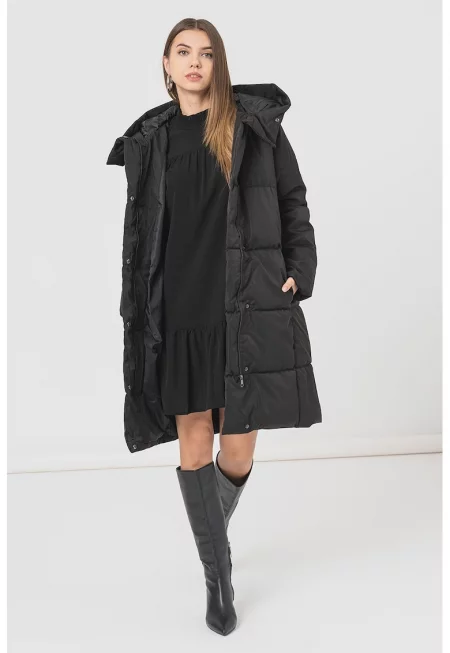 Дълго зимно капитонирано яке Stella - Черен
