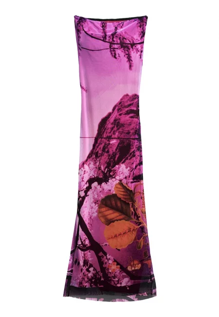 Дамска лятна рокля  25SWVK39 - Полиестер/Еластан - Розов - Розово