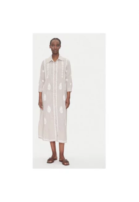 Дамска лятна рокля  BC196 - Памук - 46787 - Бежов