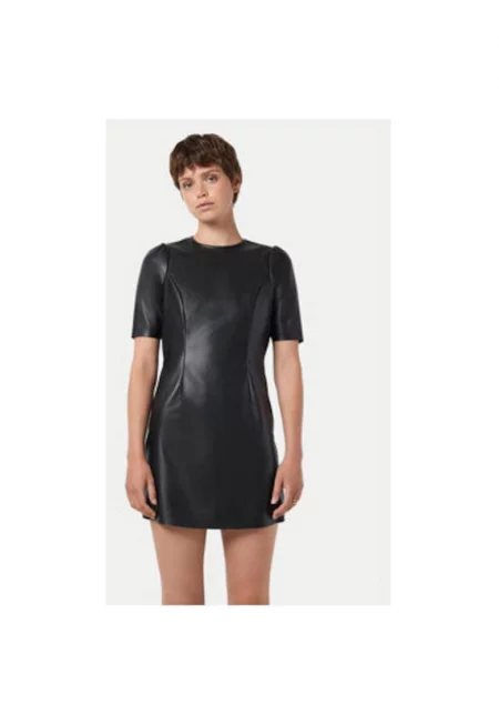 Дамска рокля -  304517129 - Кожена - Черна - Черен