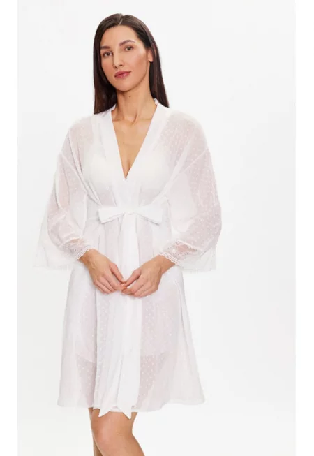 Дамски халат -  302604807 - Рециклиран полиестер - Бял - Бял