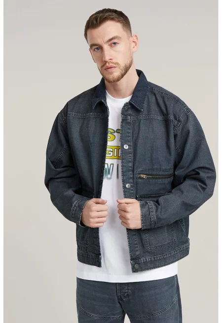 Дънково яке с капси - Прашно синьо