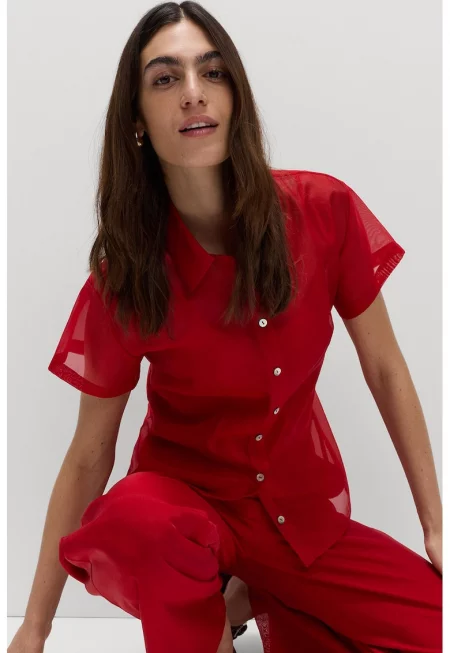 Ефирна риза с къси ръкави