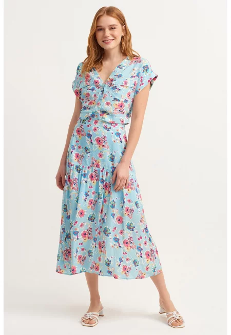 Флорална пола с висока талия