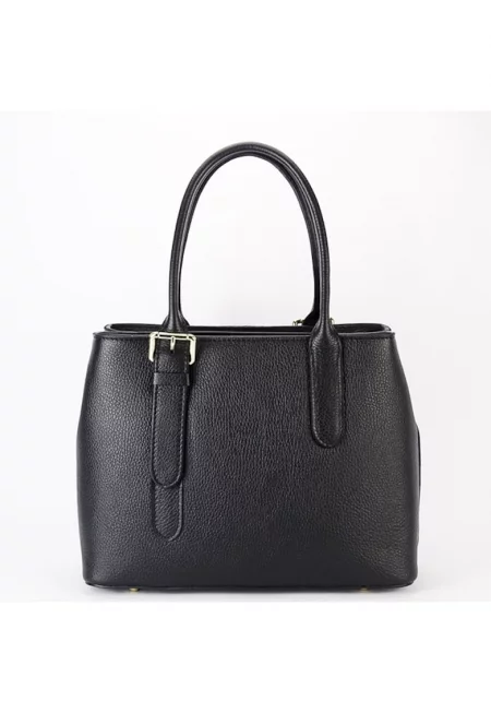 Голяма черна чанта от естествена кожа 1702 122 16890 - Черен