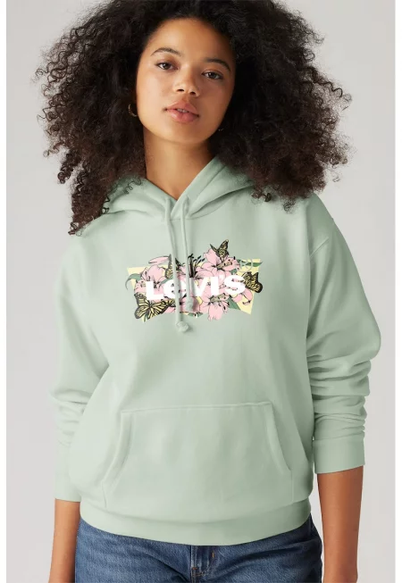 Худи с памук и джоб кенгуру и лого