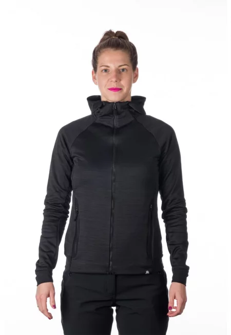 Худи с цип и ръкави реглан - Черен меланж