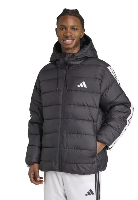 Капитонирано зимно яке Essentials с качулка - Черен