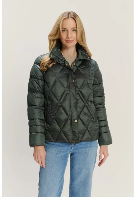 Капитонирано зимно яке с капси - Бледозелен