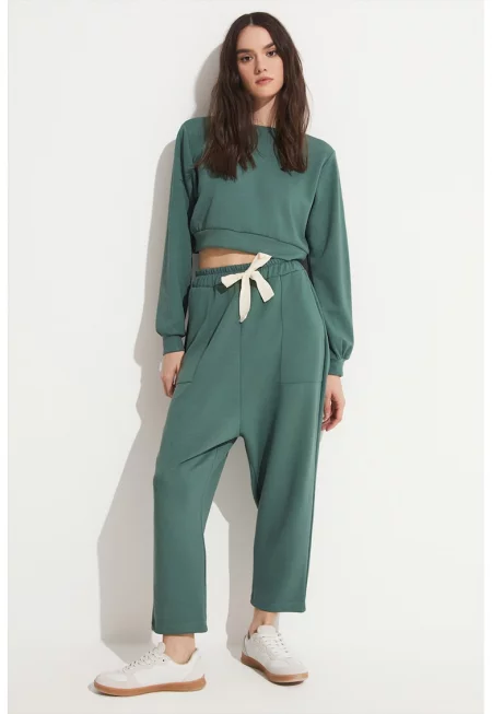Къса блуза и панталон - Папратово зелено