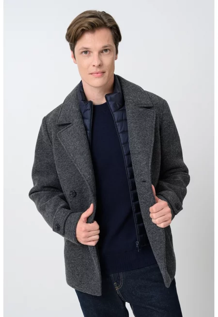 Късо палто Claudio с вълна и дизайн 2 в 1