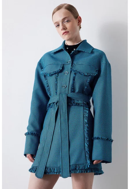 Късо пепитено яке