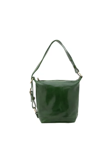 Кожена чанта с регулируема презрамка - Зелен