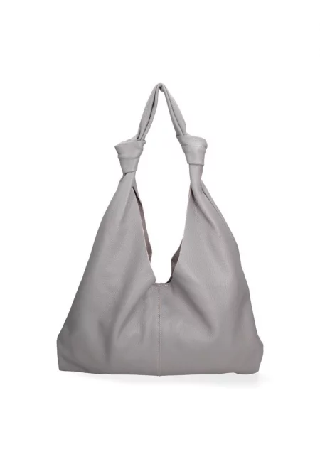 Кожена чанта за рамо с несесер с цип - Сив